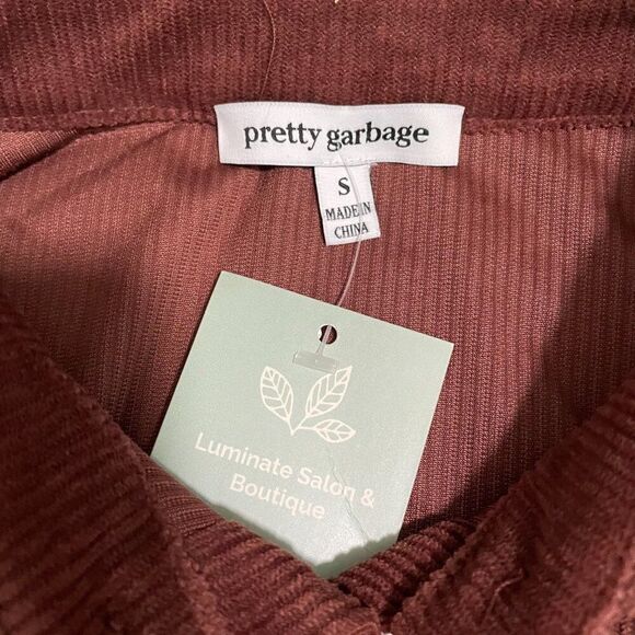 Women Pretty Garbage Cropped Corduroy Jacket in Chocolate Brown Size Small - Picture 6 of 10